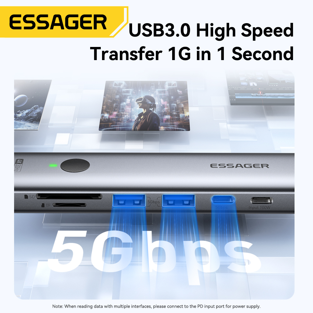 Essager USB C HUB 4K 7-in-1 Ty - مراجعة Usb Hub Type C وسعره