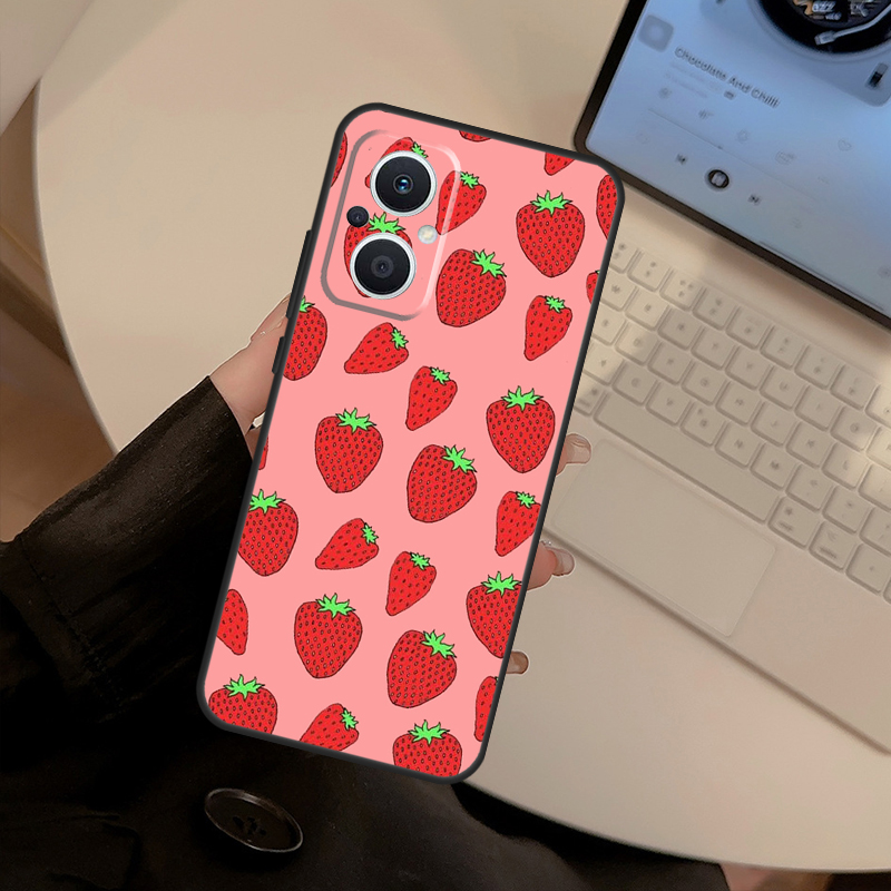 غطاء أحمر فراولة لهواتف OPPO F - مراجعة Oppo Reno 12 وسعره